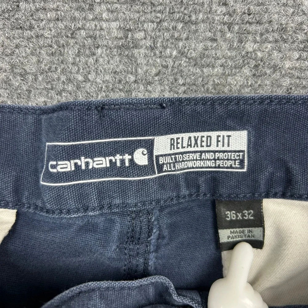 Carhartt Cargo Work Pants Mens 36x32 Blue Rugged Flex Relaxed Fit Canvas Utility